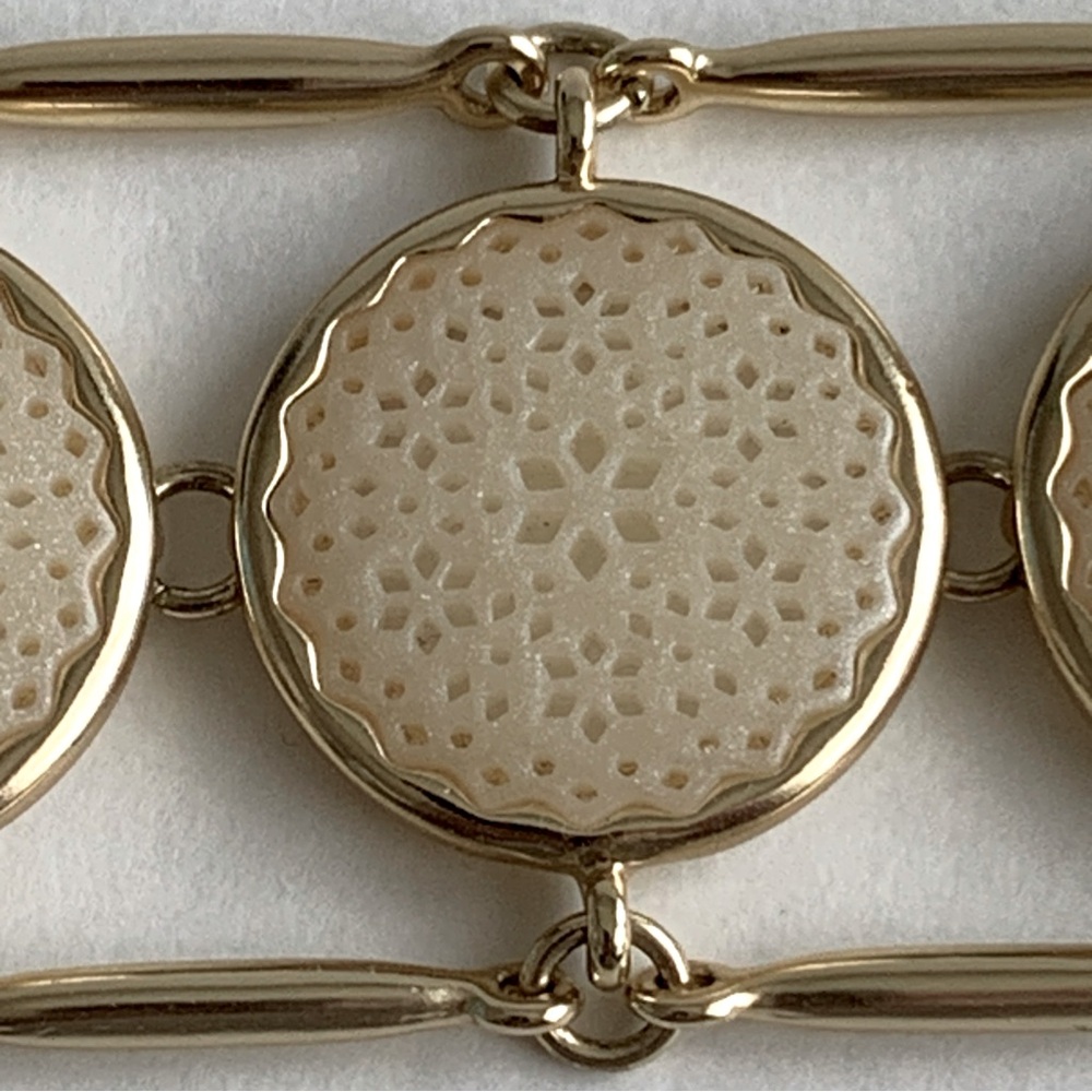 Gold & Silver Bracelet Lot 3 Pieces Cuff Medallion Beaded Wrap - Picture 12 of 17